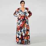 Women's Chiffon Loose Sleeved Fashion Designer Long Dresses (Plus Size)