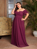 Women's Chiffon Off Shoulder 1-4XL Fashion Designer Long Dresses (Plus Size)