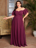 Women's Chiffon Off Shoulder 1-4XL Fashion Designer Long Dresses (Plus Size)