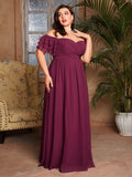 Women's Chiffon Off Shoulder 1-4XL Fashion Designer Long Dresses (Plus Size)