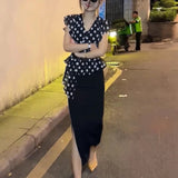 Women's Chiffon Polka Dot S-3XL Blouse Crop Tops Fashion Designer T-Shirts