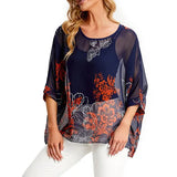 Women's Chiffon Printed Blouse Fashion Designer T-Shirts (Plus Size)