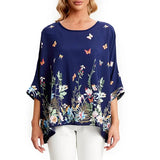 Women's Chiffon Printed Blouse Fashion Designer T-Shirts (Plus Size)