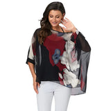 Women's Chiffon Printed Blouse Fashion Designer T-Shirts (Plus Size)