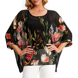 Women's Chiffon Printed Blouse Fashion Designer T-Shirts (Plus Size)