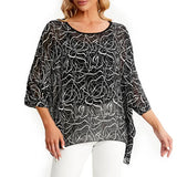 Women's Chiffon Printed Blouse Fashion Designer T-Shirts (Plus Size)