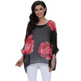 Women's Chiffon Printed Blouse Fashion Designer T-Shirts (Plus Size)