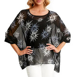 Women's Chiffon Printed Blouse Fashion Designer T-Shirts (Plus Size)