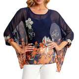 Women's Chiffon Printed Blouse Fashion Designer T-Shirts (Plus Size)