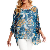 Women's Chiffon Printed Blouse Fashion Designer T-Shirts (Plus Size)