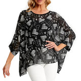 Women's Chiffon Printed Blouse Fashion Designer T-Shirts (Plus Size)