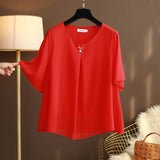 Women's Chiffon Round Neck Tops Fashion Designer T-Shirts (Plus Size)