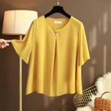 Women's Chiffon Round Neck Tops Fashion Designer T-Shirts (Plus Size)