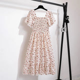 Women's Chiffon Ruched Floral Fashion Designer Dresses (Midi)-Women's Fashion Designer Dresses