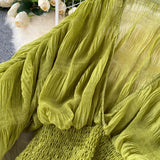 Women's Chiffon Ruffle Fashion Designer Blusas Super Long-Sleeve Tops-Women's Fashion Designer Long-Sleeve Tops