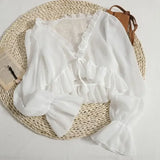 Women's Blouse Fashion Designer Office Chiffon S-XL Long-Sleeve Tops-Women's Fashion Designer Long-Sleeve Tops-WHITE-Women&#x27;s fashion designer plus size clothes