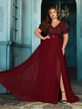 Women's Chiffon Sequin Fashion Designer L-7XL Long Dresses (Plus Size)-Women's Fashion Designer Plus Size Dresses