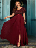Women's Chiffon Sequin Fashion Designer L-7XL Long Dresses (Plus Size)-Women's Fashion Designer Plus Size Dresses