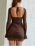 Women's Chiffon Sequin Fashion Designer Ruffle Mini Dresses (Short)-Women's Fashion Designer Dresses