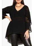 Women's Ruffled Chiffon Tops Fashion Designer Blouse T-Shirts (Plus Size)