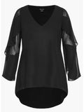 Women's Ruffled Chiffon Tops Fashion Designer Blouse T-Shirts (Plus Size)