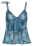 Women's Chiffon Tops Fashion Designer Spaghetti V Neck Singlets-Women's Tops Fashion Designer Singlets