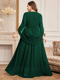 Women's Chiffon V Neck Fashion Designer 1-5XL Long Dresses (Plus Size)