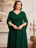 Women's Chiffon V Neck Fashion Designer 1-5XL Long Dresses (Plus Size)
