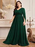 Women's Chiffon V Neck Fashion Designer 1-5XL Long Dresses (Plus Size)