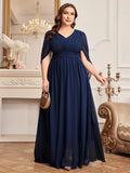 Women's Chiffon V Neck Fashion Designer 1-5XL Long Dresses (Plus Size)-Women's Fashion Designer Plus Size Dresses