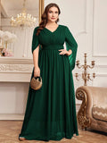Women's Chiffon V Neck Fashion Designer 1-5XL Long Dresses (Plus Size)