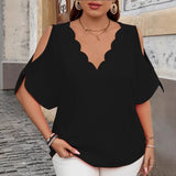 Women's Cold Shoulder 1-5XL Blouse Fashion Designer T-Shirts (Plus Size)