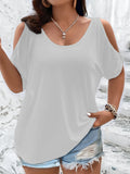 Women's Cold Shoulder 2-4XL Blouse Fashion Designer T-Shirts (Plus Size)-Women's Tops Fashion Designer Plus Size T-Shirts / Blouses-MI094-Bai-Women&#x27;s fashion designer plus size clothes