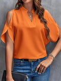 Women's Cold Shoulder Blouse Fashion Designer Tops S-2XL T-Shirts-Women's Tops Fashion Designer T-Shirts / Blouses-Orange-Women&#x27;s fashion designer plus size clothes