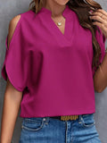 Women's Cold Shoulder Blouse Fashion Designer Tops S-2XL T-Shirts-Women's Tops Fashion Designer T-Shirts / Blouses-Fuchsia-Women&#x27;s fashion designer plus size clothes