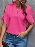Women's Cold Shoulder Blouse Fashion Designer Tops S-2XL T-Shirts-Women's Tops Fashion Designer T-Shirts / Blouses-Rose Red-Women&#x27;s fashion designer plus size clothes