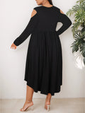 Women's Cold Shoulder Fashion Designer 2-5XL Midi Dresses (Plus Size)
