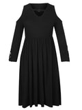 Women's Cold Shoulder Fashion Designer 2-5XL Midi Dresses (Plus Size)