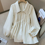 Women's Collar 1-4XL Fashion Designer Shirt Blouse Long-Sleeve Tops (Plus Size)