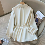 Women's Collar 1-4XL Fashion Designer Shirt Blouse Long-Sleeve Tops (Plus Size)
