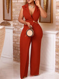 Women's Collar Wrapped Designer Fashion 1-3XL Jumpsuits (Plus Size)