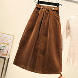 Women's Corduroy 2-5XL Fashion Designer Midi Skirts (Plus Size)