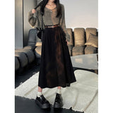 Women's Corduroy Fashion Designer A-Line High Waist Skirts (Midi)-Women's Fashion Designer Skirts