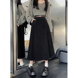 Women's Corduroy Fashion Designer A-Line High Waist Skirts (Midi)-Women's Fashion Designer Skirts