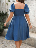 Women's Denim 1-5XL Fashion Designer Corset Short Dresses (Plus Size)-Women's Fashion Designer Plus Size Dresses-International Women's Clothing