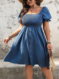 Women's Denim 1-5XL Fashion Designer Corset Short Dresses (Plus Size)-Women's Fashion Designer Plus Size Dresses-International Women's Clothing