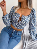 Women's Corset Floral Fashion Designer S-XL Long-Sleeve Tops-Women's Fashion Designer Long-Sleeve Tops-Blue-Women&#x27;s fashion designer plus size clothes