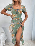 Women's Corset Floral Split Fashion Designer Boho S-XL Dresses (Midi)