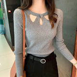 Women's Corset O Neck Tops Fashion Designer Ribbed Cardigan-Women's Fashion Designer Jerseys Tops