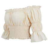 Women's Corset Off Shoulder L-S Blouse Tops Fashion Designer T-Shirts